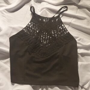 SHEIN Black Lace Detail Cropped Camisole